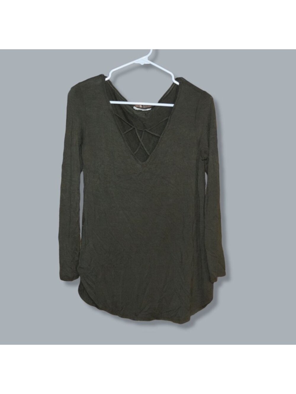 a. gain Women's Sz M Criss-Cross Front Flowing Tunic Blouse